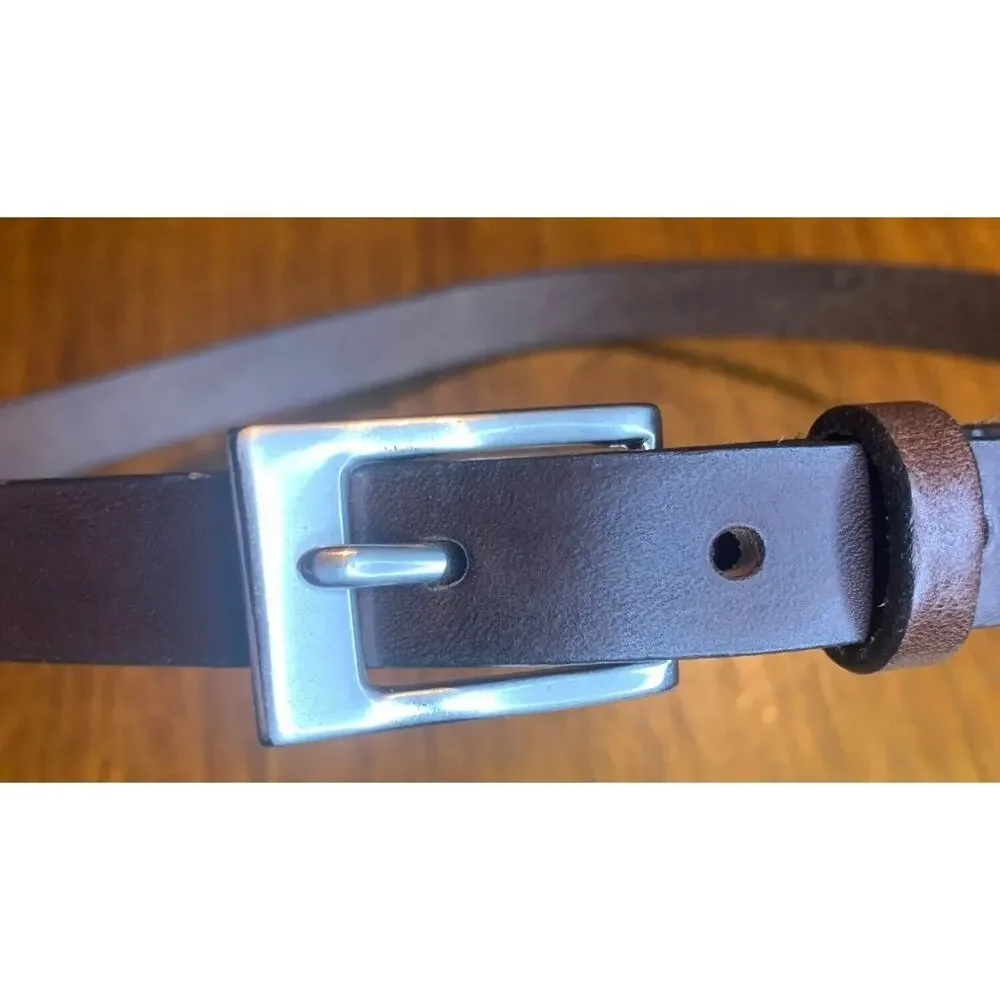 Genuine‎ Italian Leather Narrow Brown Belt Size 29